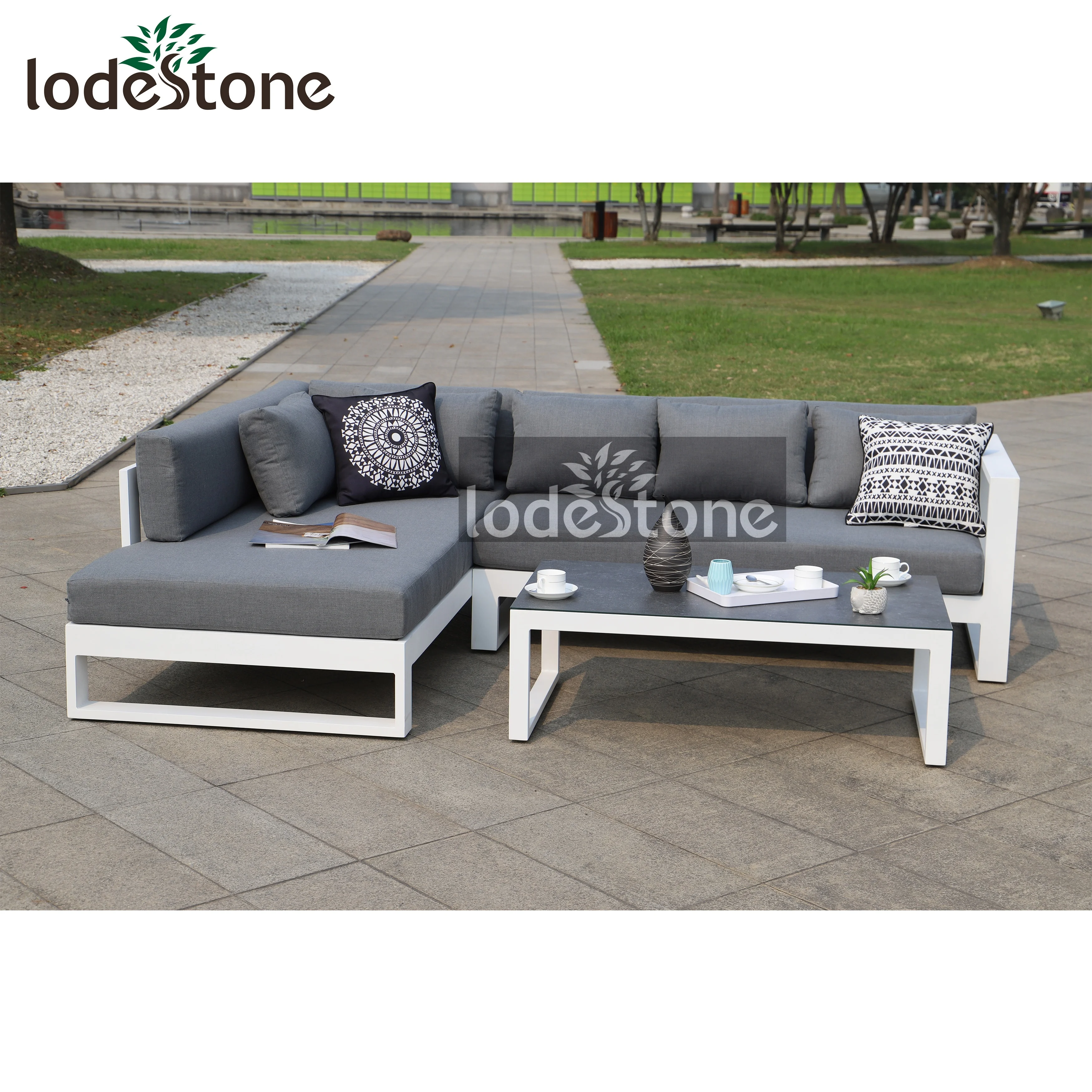 
Modern 3pcs aluminum sofa set outdoor garden set for Greece 