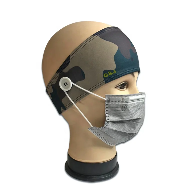 customized elastic sport nurse button hair band headbands protecting ear