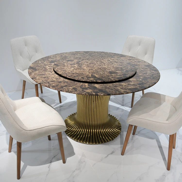 Competitive Price Rotating Chinese Dining Table Classic Round Marble Dining Table Set