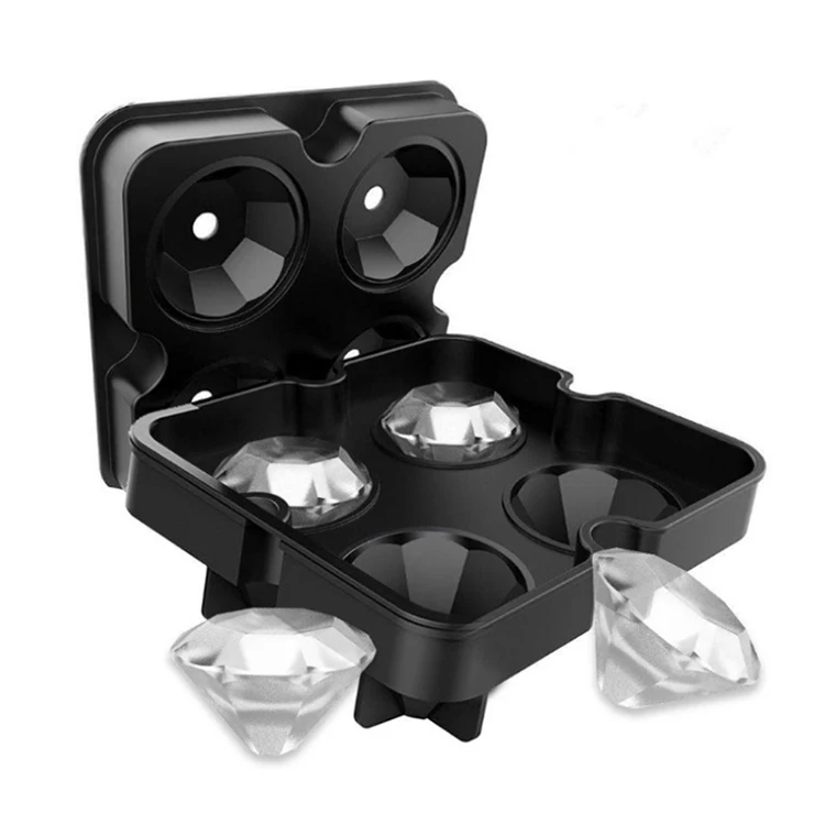 Diamond Shaped Silicone BPA-Free Ice Cube Tray Molds With Lid For Ice Whiskey Candy