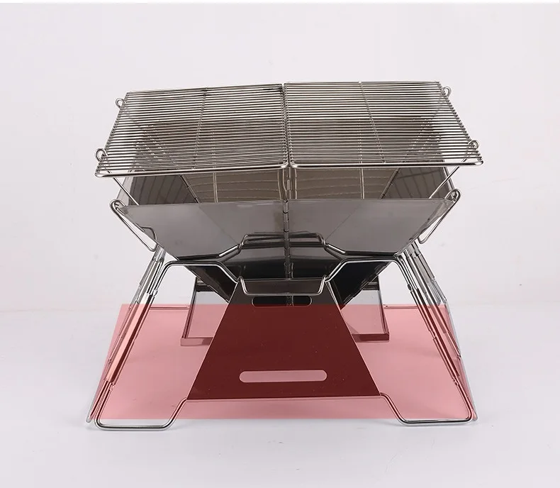 Customized Portable Stainless Steel Folding BBQ Stove for Outdoor Firewood Camping for Yard Parties & Games