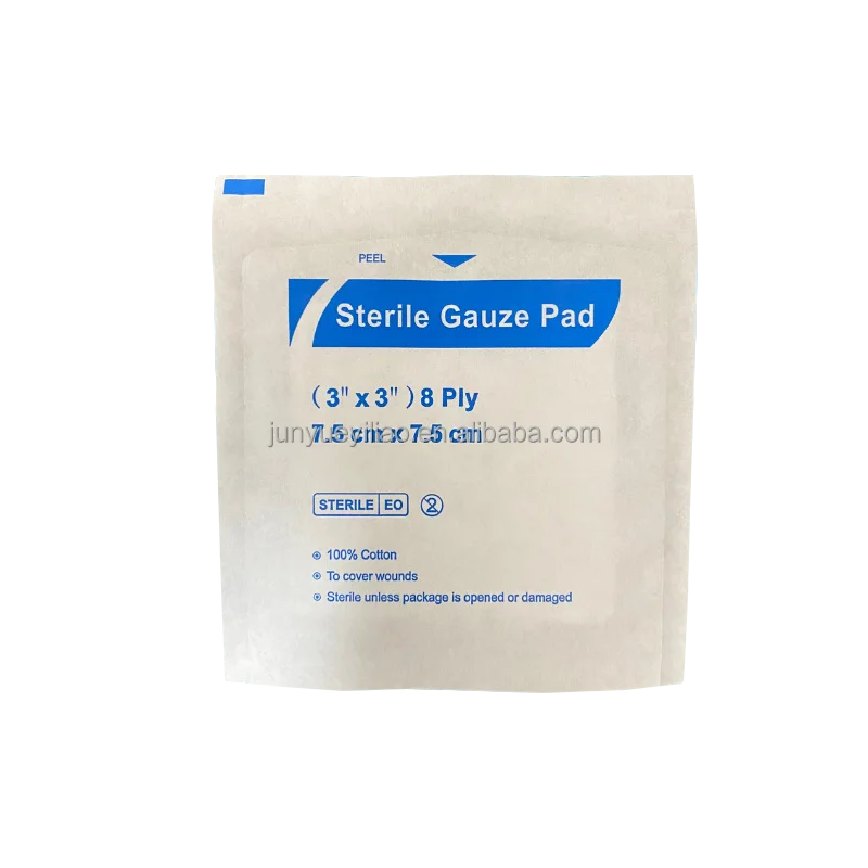 100% Cotton Absorbent Medical Gauze Pad 8 Ply Sterile Gauze Pads