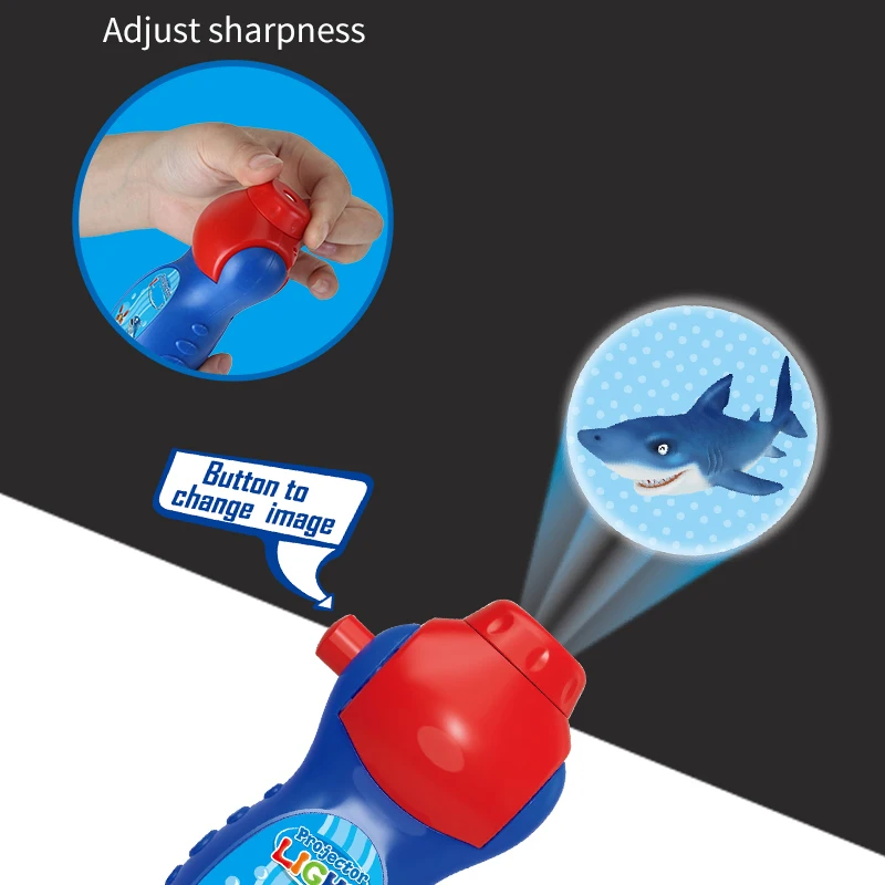 
Projection flashlight toy education LED cartoon animation projection lamp 90 rotating children projector luminous toys 