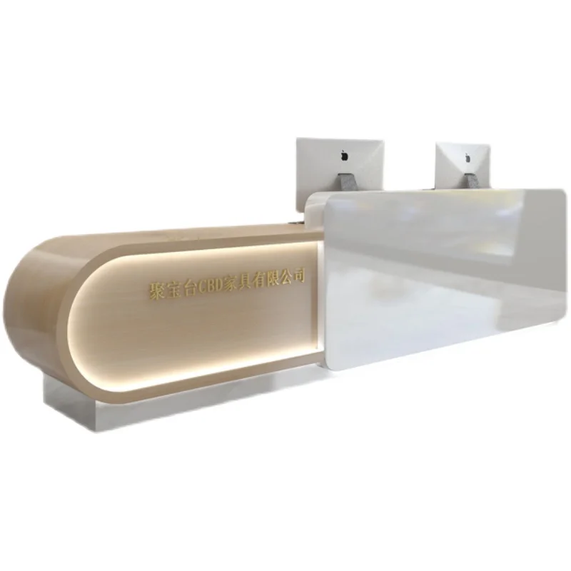 Hot Selling Design LED Salon Front Reception Counter White Consulting Desk Counter Hotel Reception White Salon Reception Desk