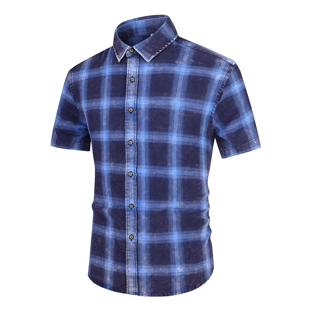 Custom man wholesale men slim fit spring checked shirts for men
