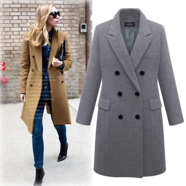 2020 wholesale new model fashion ladies winter jacket woolen overcoat ladies long coats for women
