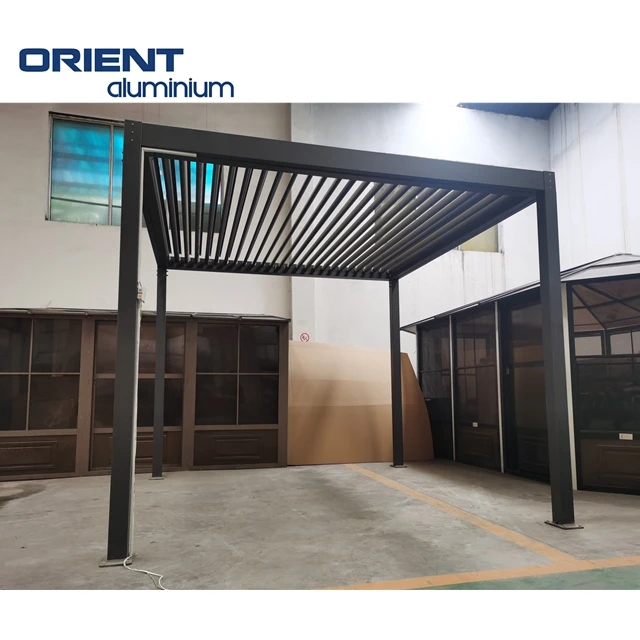 Waterproof Outdoor Blinds Shade Pergola with LED Blinds Factory Modern Aluminum Louvered Roof Pergola