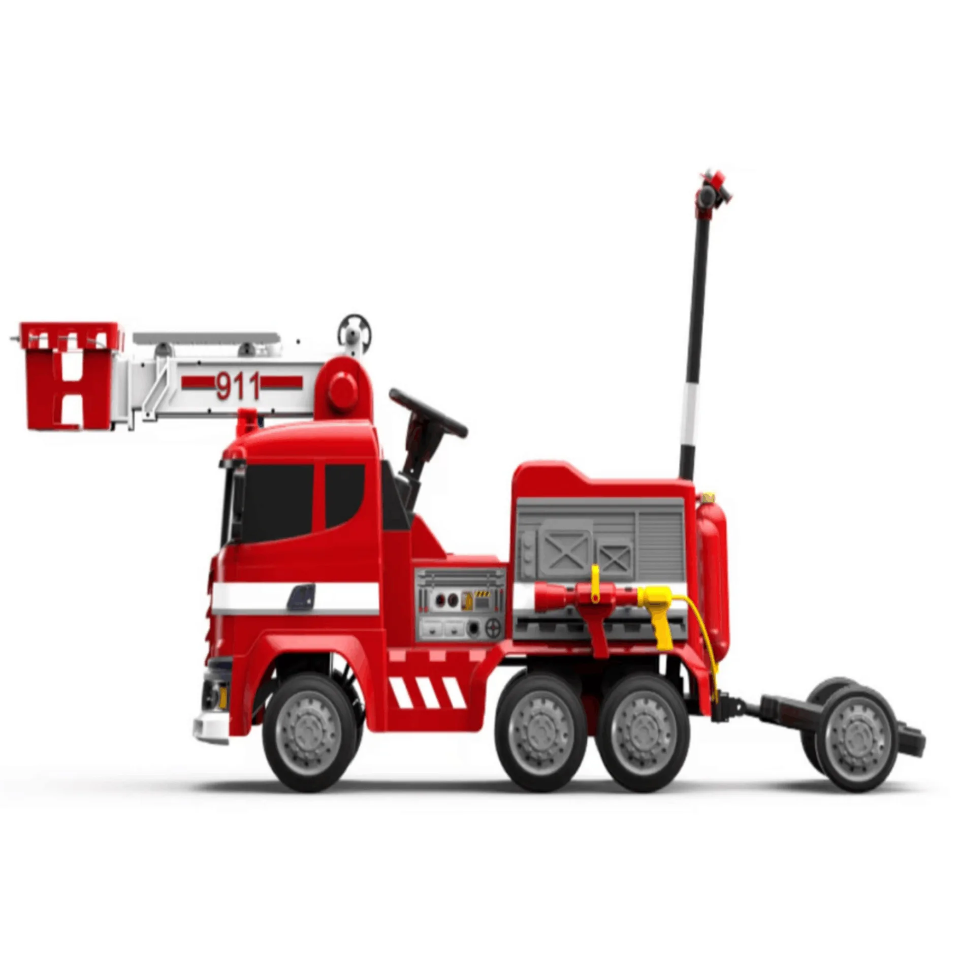 Children Electric 12v Double Electric Toys Cars Children 6 Wheels Fire Truck with Water Gun for Kids