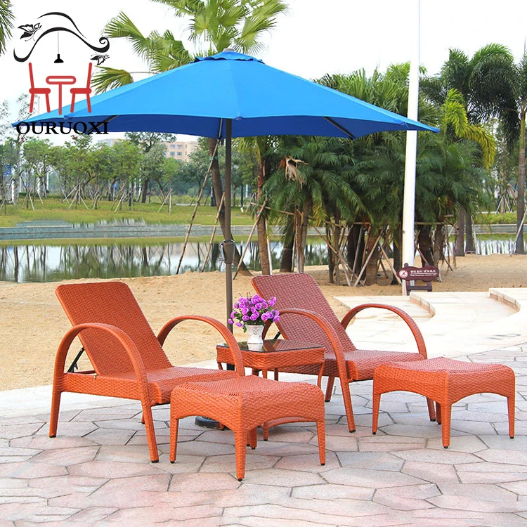 Comfortable PE Rattan Waterproof Leisure Garden Recliner Swimming Pool Outdoor Pool Furniture Sunbed Beach Lounger Sun chair