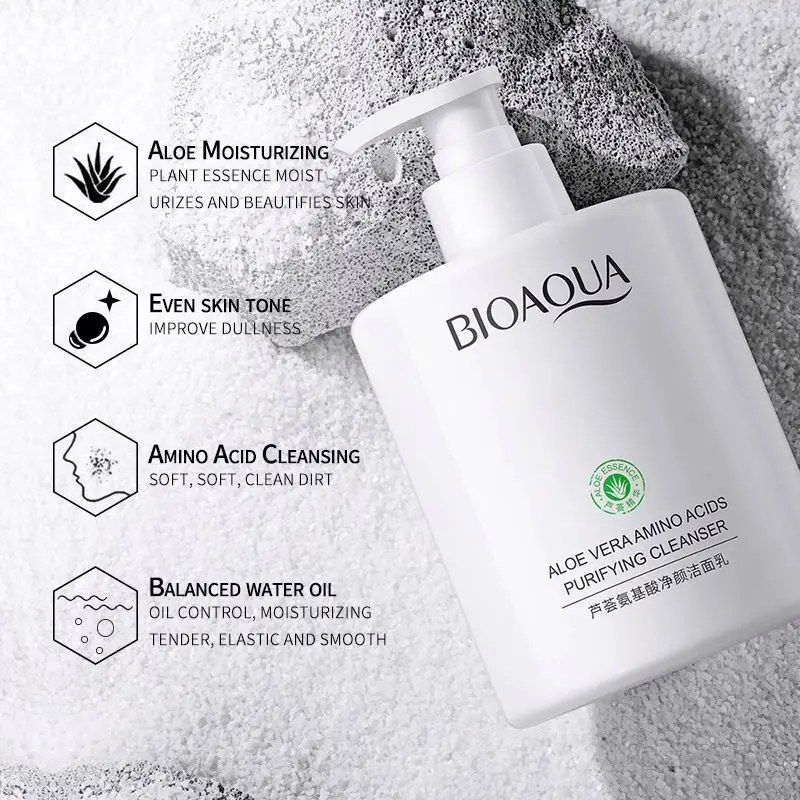 Hot sell OEM BIOAQUA private label wholesale Aloe Amino Acids wash oil control skin care whitening moisturizing face cleanser