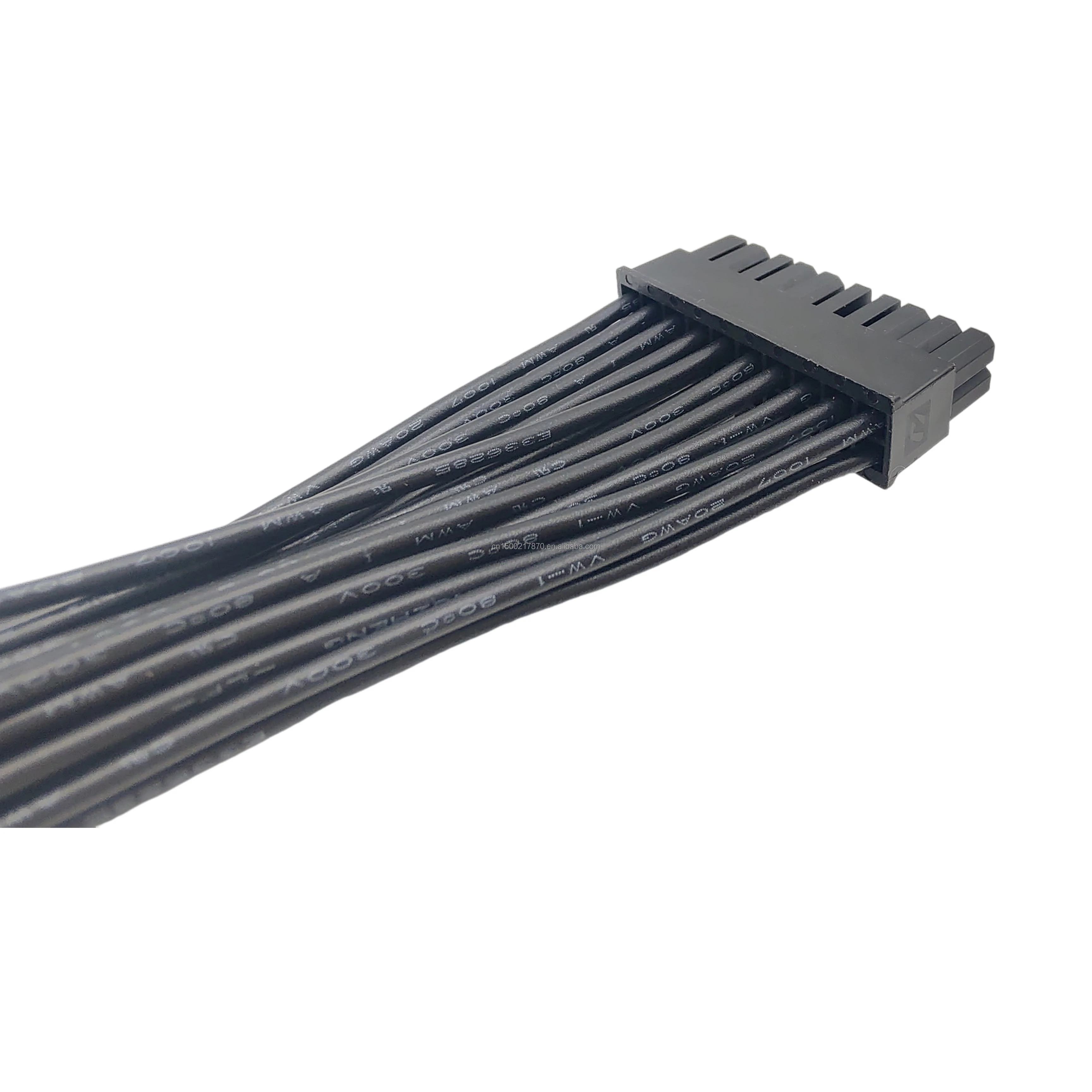 22AWG 24AWG All fully black single wires wiring harness with molex 20pins terminal connector