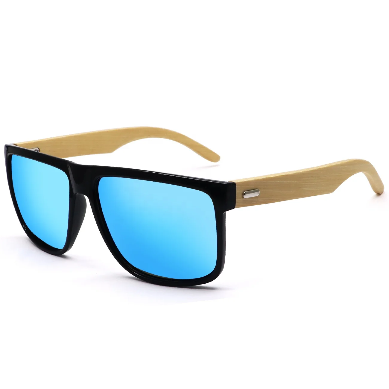 Designer Wooden Polarized Sunglasses Square Black Bamboo Oversized Shades Wood Frame Custom Logo Sun Glasses for Men UV400