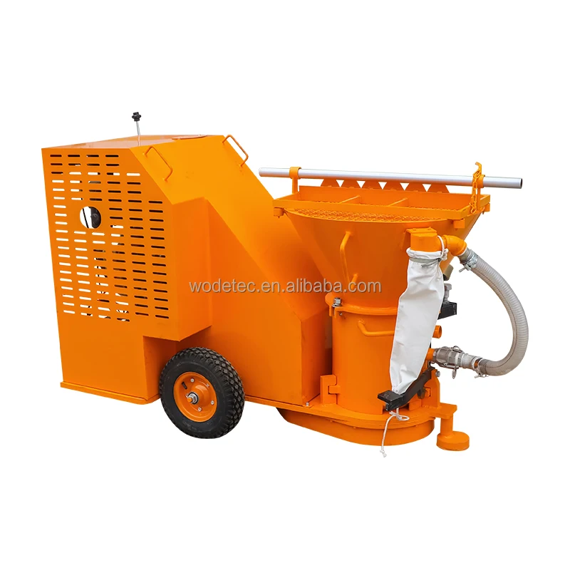 Max aggregate size 10mm 0-6m3/h dry refractory shotcrete machine with high pressure water pump and wheels