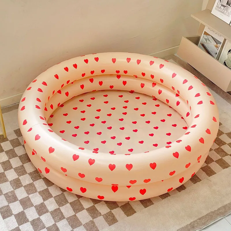 new design 2 rings red hearts swimming pool inflatable red hearts design pool