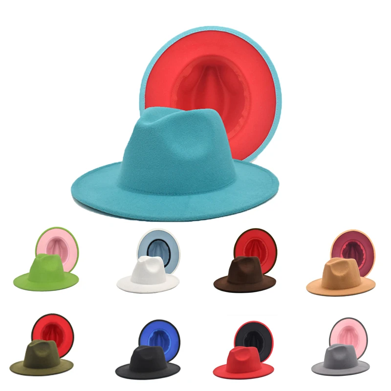 2022 wholesale Fedora Hats Women Fedora 2 Two Tone Hats Men And Women