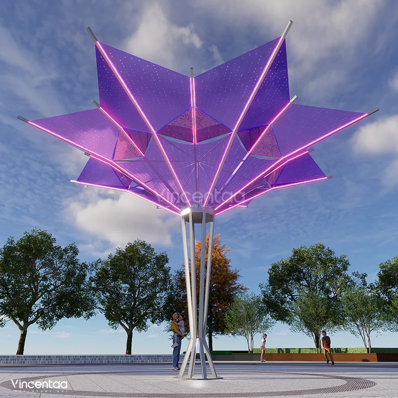 Vincentaa Light Sculpture LED Art Outdoor Park Stainless Steel Tree 3D Sculpture