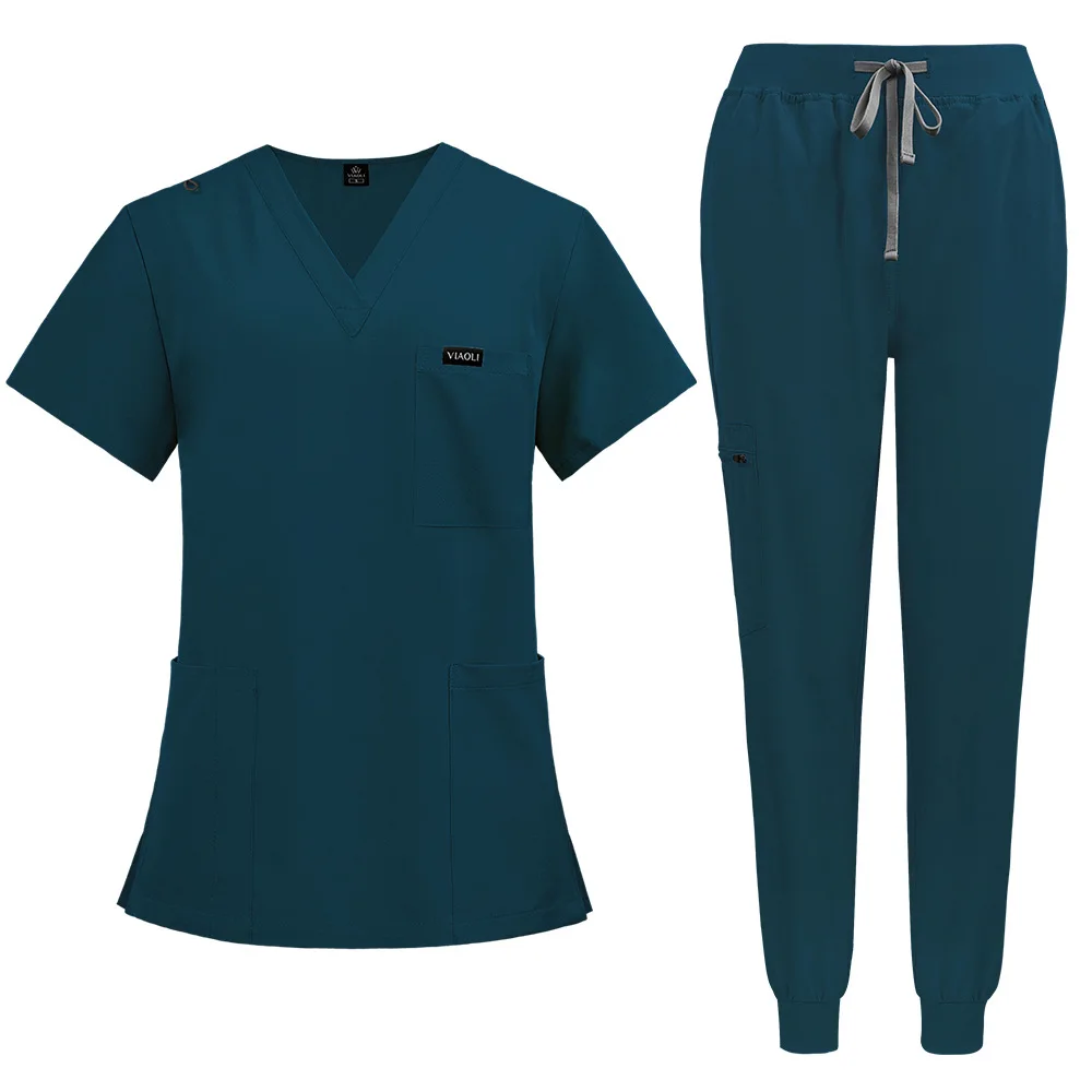 New style working uniform elastic custom logo hospital uniforms scrubs unisex medical lab coats medical scrubs uniform set