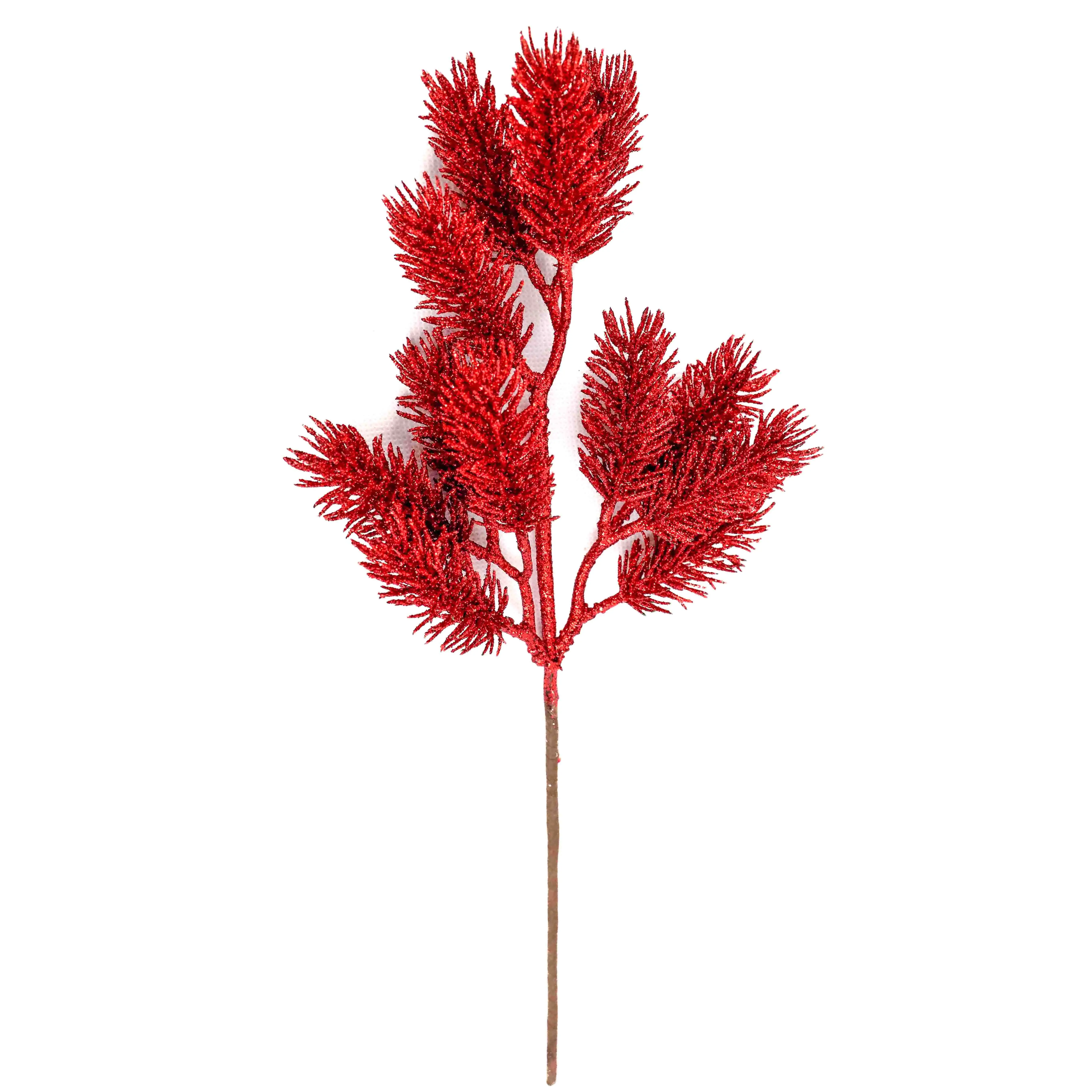 Artificial Glitter Picks for Christmas Decoration Silver Gold Red Color Glitter Spray Ornament