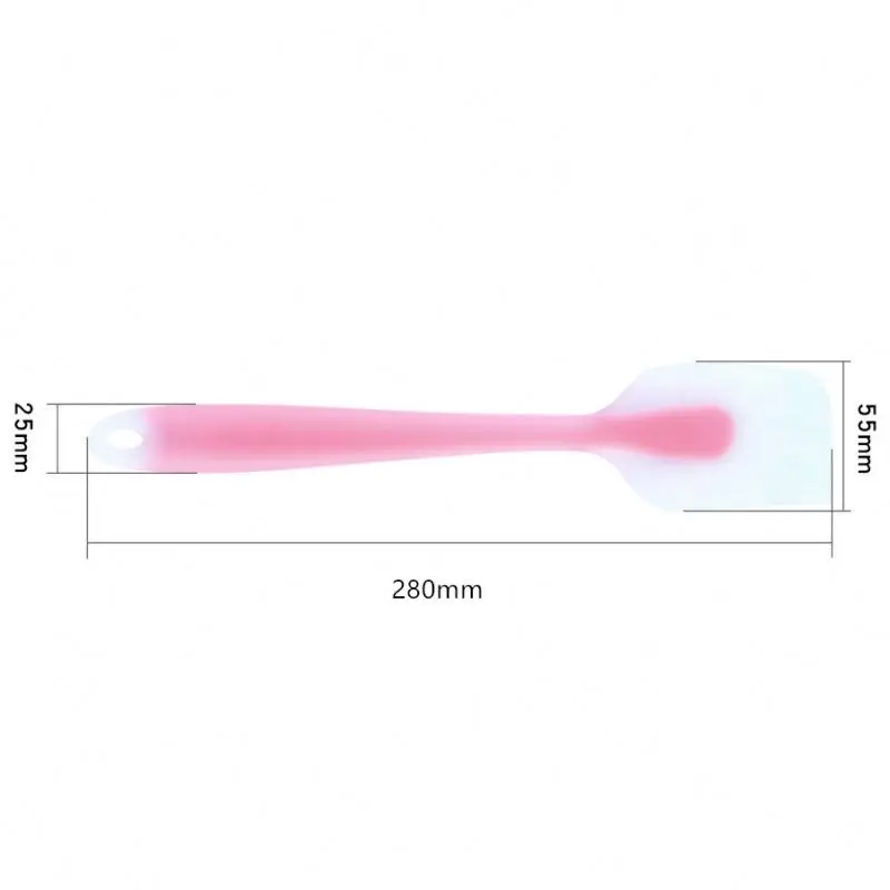 Professional made different colors whipping cream scraper 28cm environmental half-transparent baking silicone spatula