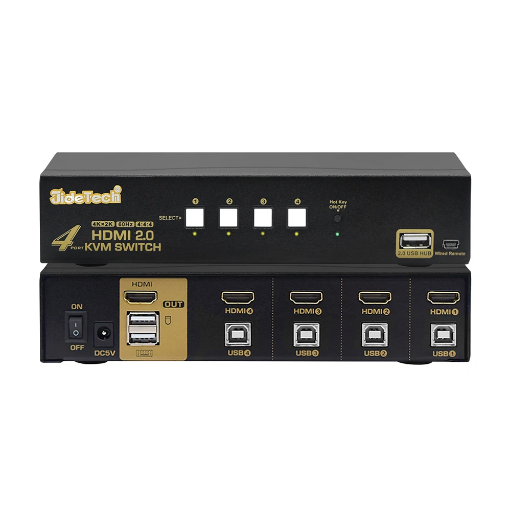  USB HDMI KVM Switch 4 порта Ultra HD 4K 60 Гц для компьютера ноутбука сервера DVR NVR игровой