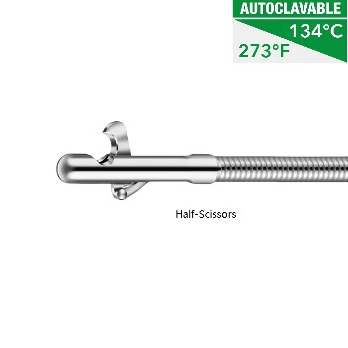 2.4mm Endoscopic reusable tissue cutting scissors, autoclavable biopsy ligature tape half-scissors cutter forfex