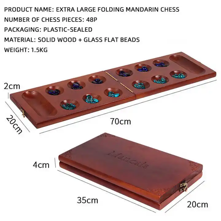 2024 Manufacturer Direct Sale Wooden Mancala Family Board Game Toys Children Adult Strategic Puzzle Glass Gem Chess Games Plate