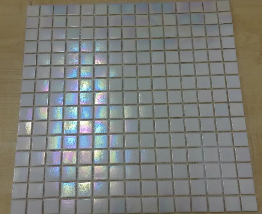 Bathroom shower spa iridescent tile mosaic hot melt square iridescent glass mosaic tile