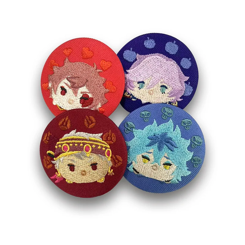 Custom Design Tinplate Brooches Embroidered Badges Clothing Accessories Custom Fabric Tin Plate Embroidered Badges