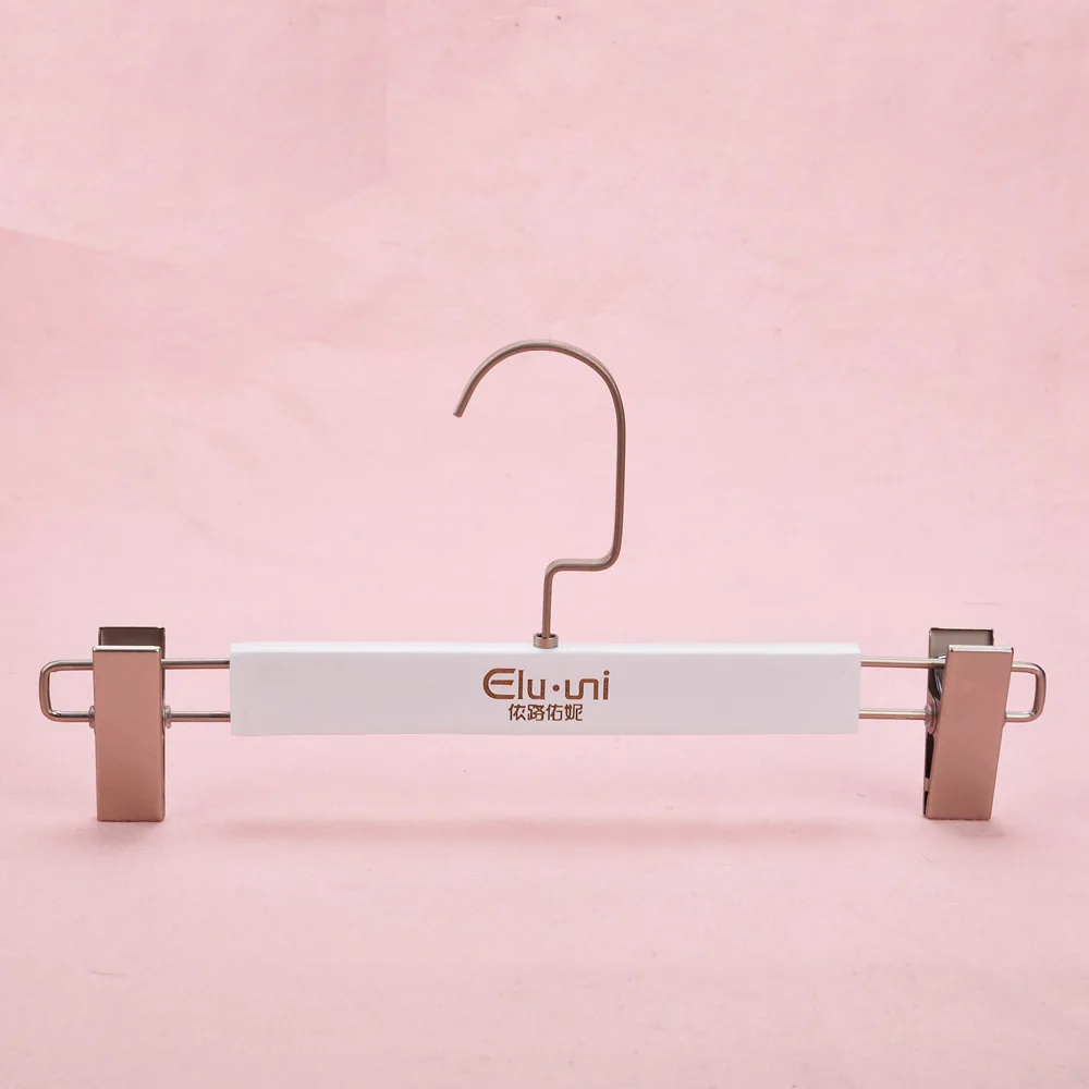 Luxury customized logo white hanger woman suit white clothes hanger wooden gold hook wholesale