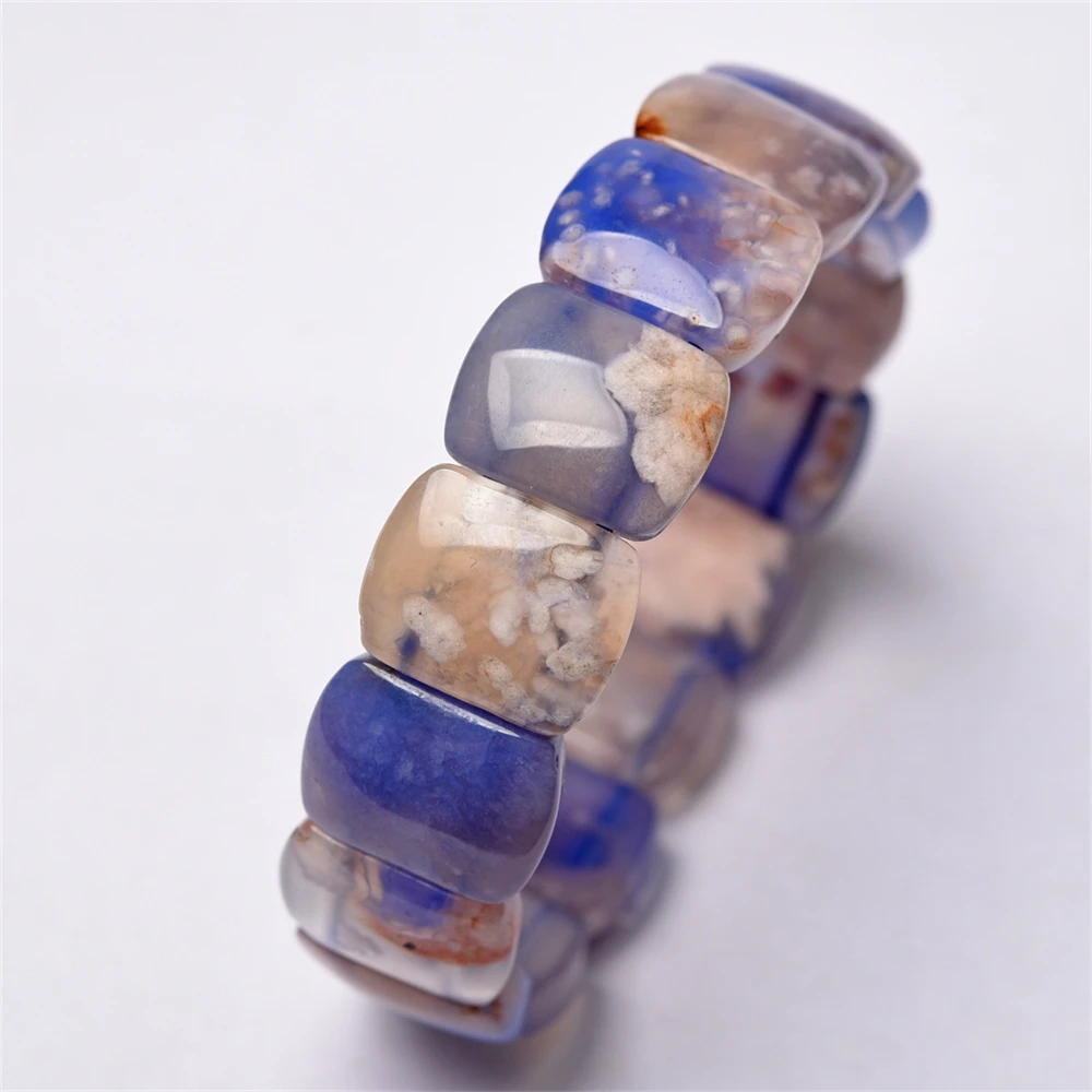 UJBOX Wholesale Green Blue Sakura Charm Bracelets For Women Men Natural Stone Healing Jewelry Gift