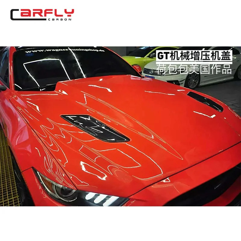 Carbon fiber Hood Bonnet engine cover for Mustang GT Body Kits 2015 up