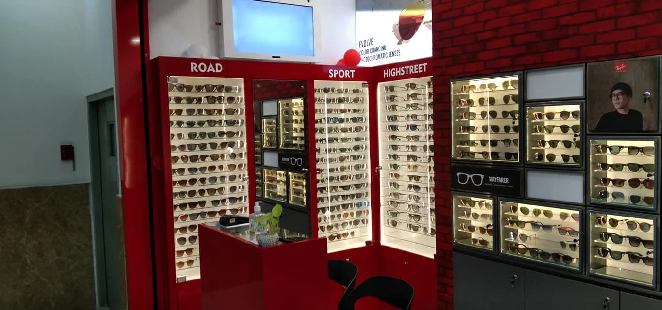 Rayban Sunglasses Store Wall Display Cabinet Of Optical Shop Interior Display Showcase Decoration