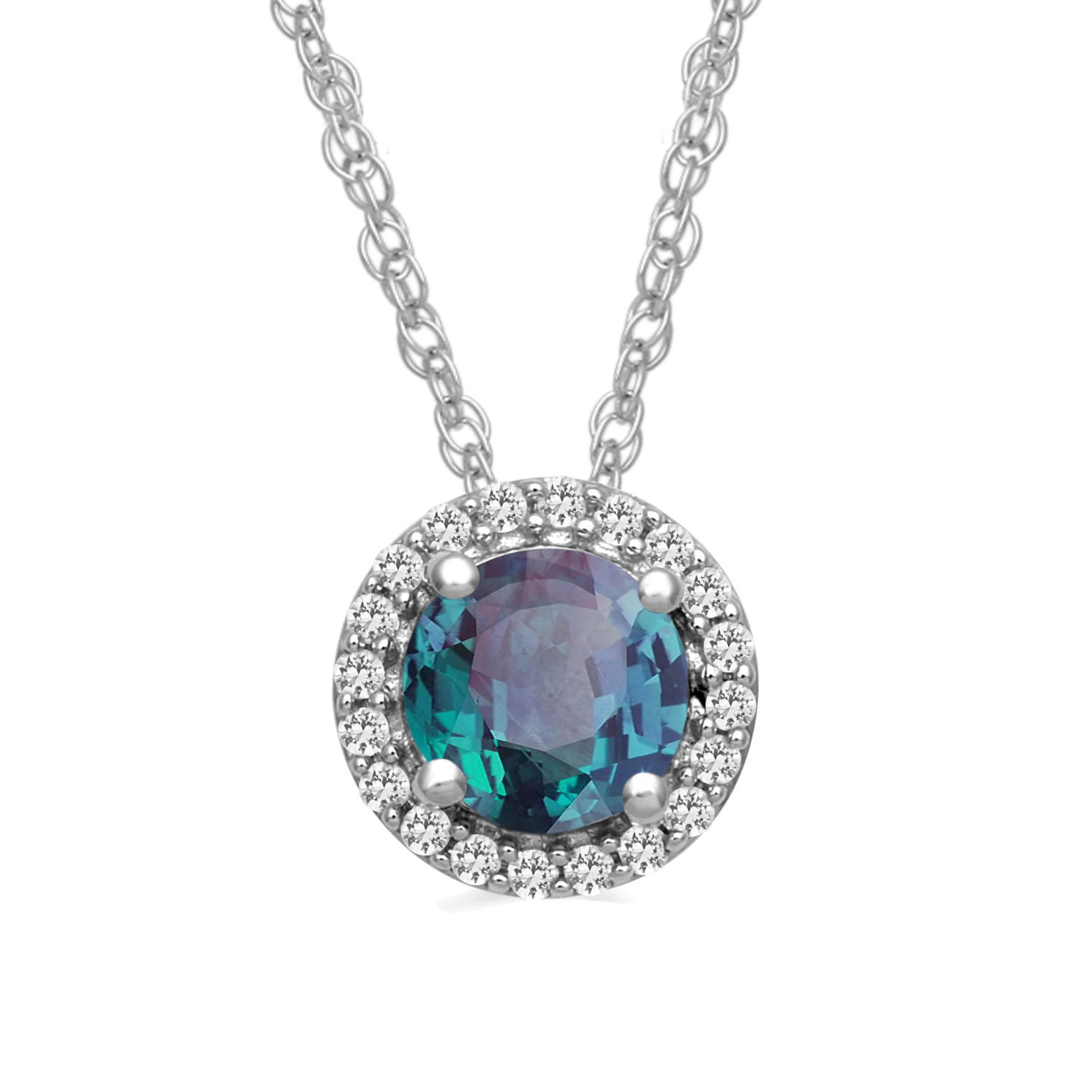 Ожерелье с александритовой подвеской Ювелирное Украшение из белого золота 14 к белым фианитом овальной огранкой Модное изящное ожерелье-цепочка стерлингового серебра