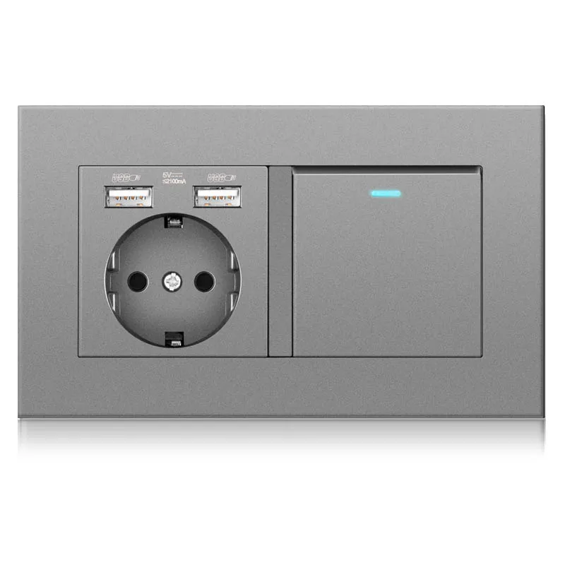 Professional switch factory German USB pop socket switch electrical and 1LED rocker switch