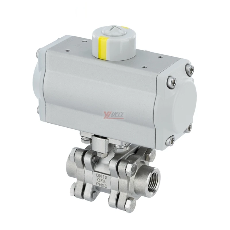 YOULI высокотемпературное металлическое уплотнение NPT BSP 2000wog PN130 нержавеющая сталь 304 316 Пневматический привод 3 шт. резьбовой шаровой клапан