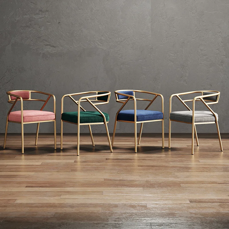 Nordic Cafe Shop Restaurant Dining Chair Metal Leather Leisure Home