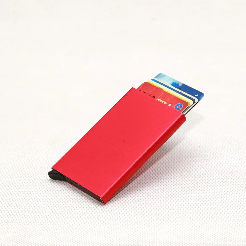 Automatic Pop Up RFID Blocking Minimalist Metal Money Clip Stainless Steel Slim Business Credit Card Holder Wallet