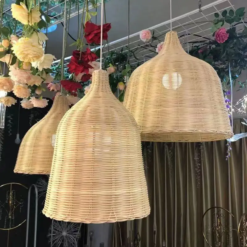 Natural Rattan Wicker Lantern Woven Lantern Rattan Candle Holder Lampshade Lantern For Home Decor