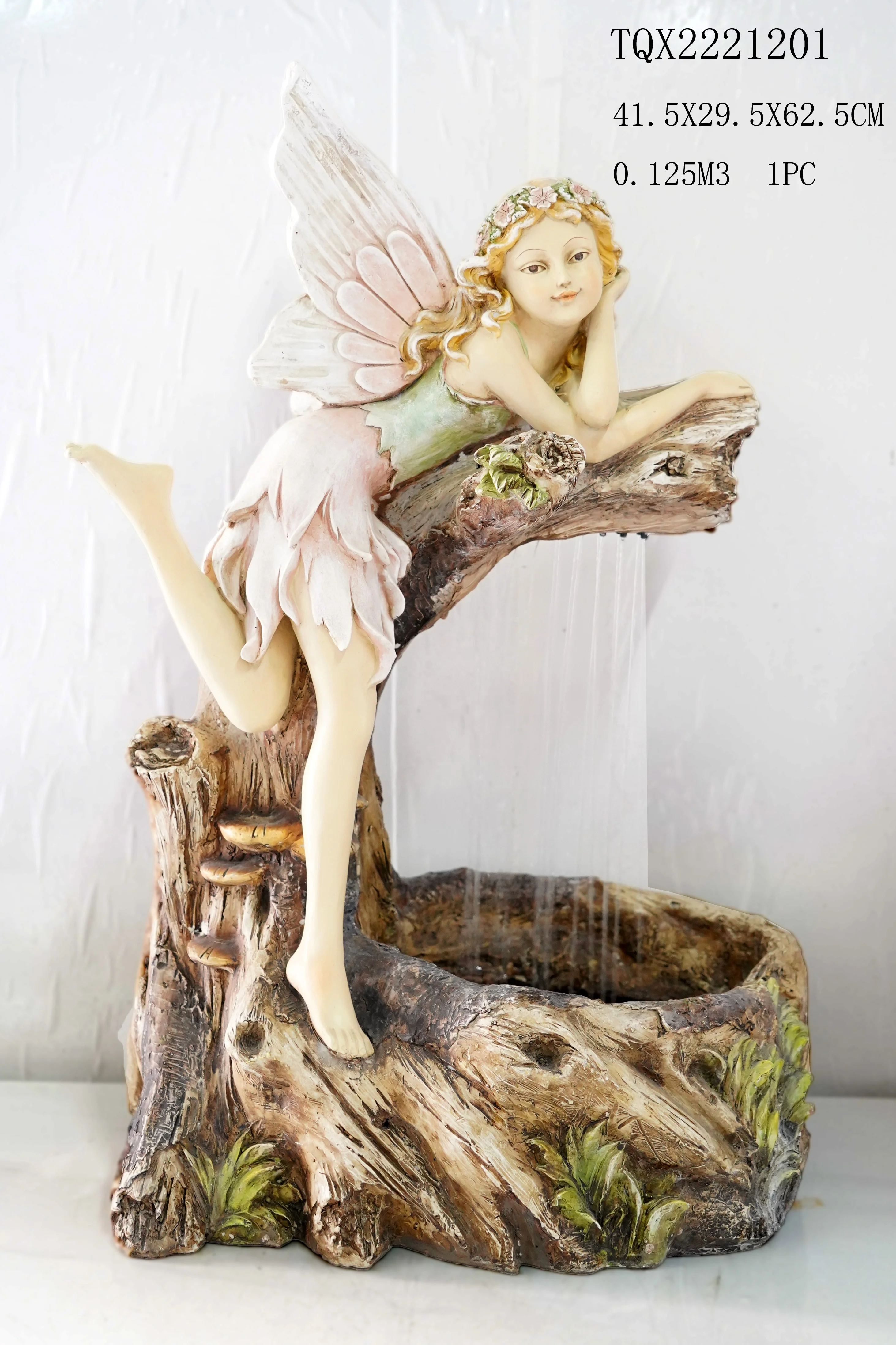 landscape garden decoration resin fairy statue water fountain outdoor
