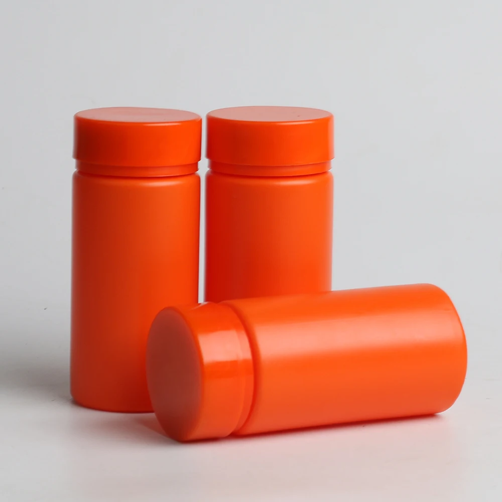 Empty Plastic PE 150ml Health Products Taurine Bottle PET Qianlin Bottle Orange Net Red Bottle Vitamin Effervescent jar