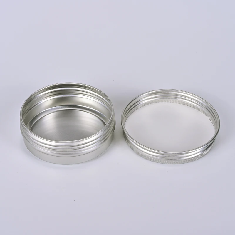 
60g 60ml 2 Ounce 2oz Silver Aluminum Jar Tins With Screw Lid Portable Makeup Skin Care Cream Tea Metal Sealed Packaging 2oz 