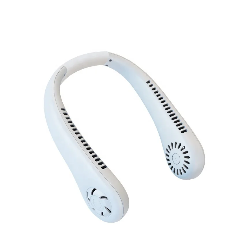 New Lazy hanging Neck fan Small outdoor sports charging fan Silent cooling mini leaf hanging neck fan