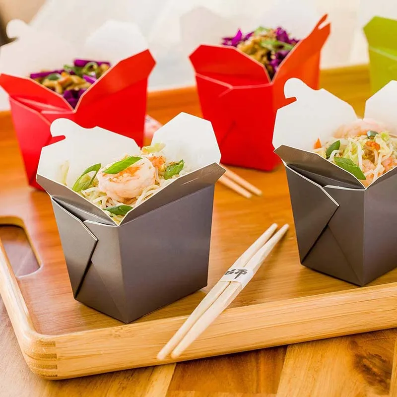 8 Ounce Take Out Boxes, Tab-Lock, Gray Paper Take Home Boxes, Recyclable, For Restaurants