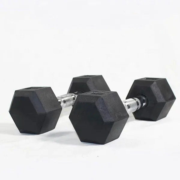 Gym fitness free weights hex rubber coated gym powerlifting 5 kg dumbbell
