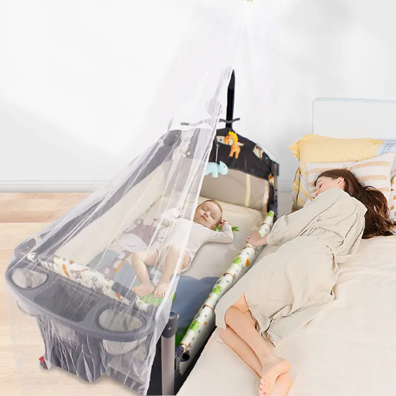 Cheap Foldable Portable Luxury Baby Bedside Crib, Custom Made Bed Side Baby Cot Bed/