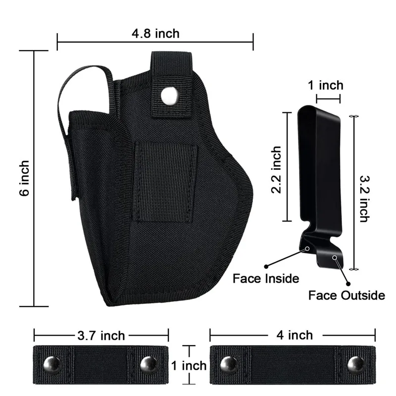 Tactical IWB/OWB Holster Concealed Carry Right Left Hand Metal Clip Gun Holster with Mag Pouch