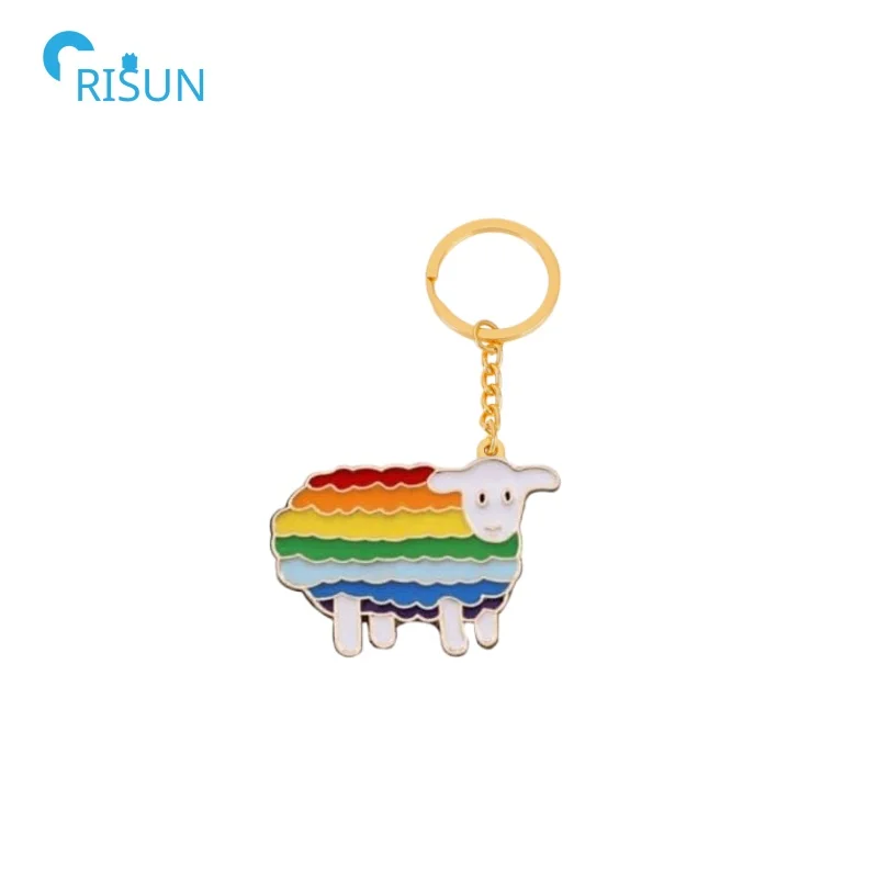 Funny Cute Farm Animals Keyring Manufacture Metal Custom Soft Hard Flurry Sheep Key Chain Black Sheep Club Keychain