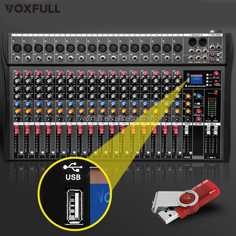 Voxfull CT12 Digital Mixing Console Professional Audio 12 Channel Mixer for public address system