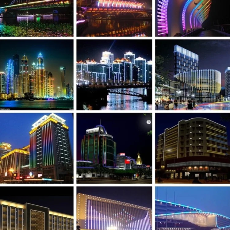 Colorful Contour Digital Tube Full Color Marquee Lighting Outline Billboard Facade Lamp Building Wall