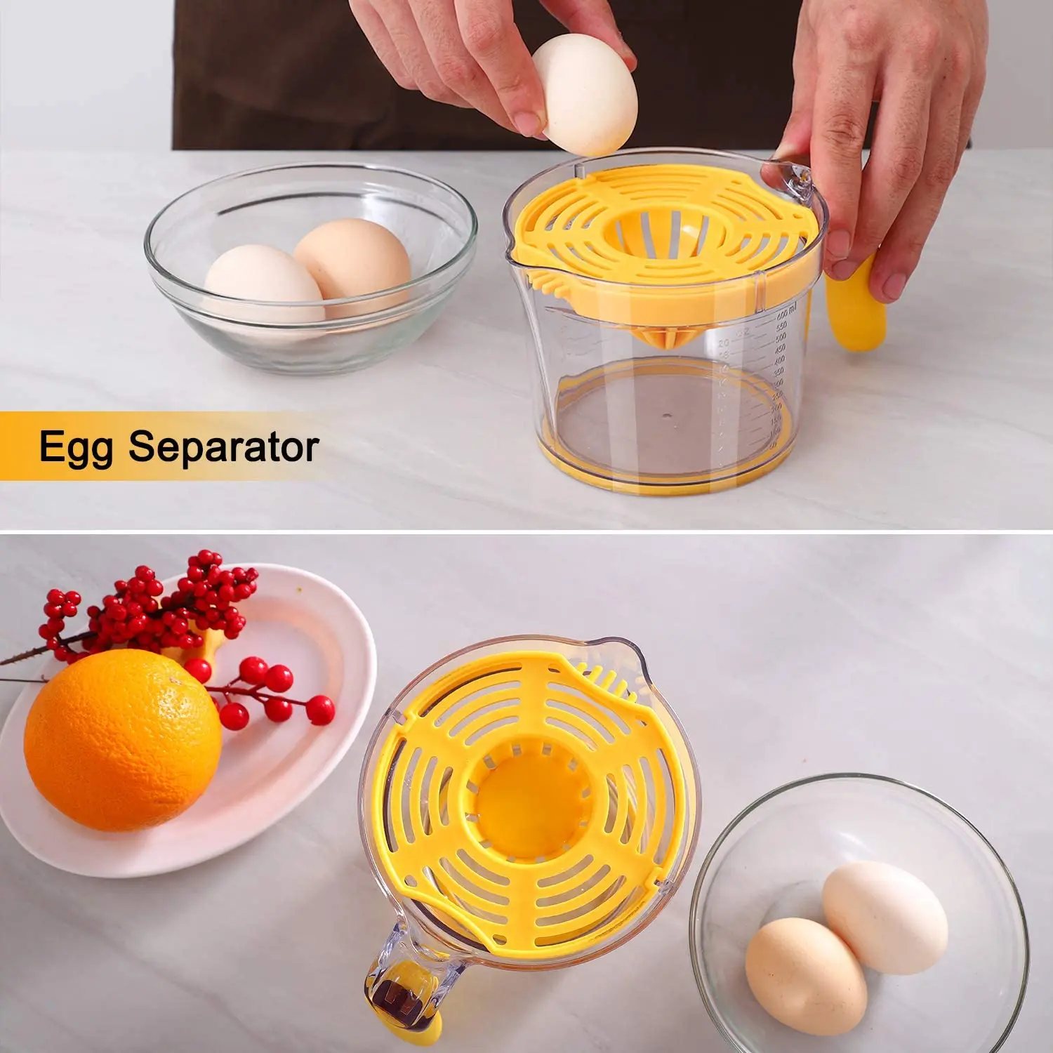 Multifunction Citrus Lemon Orange Juicer Plastic Manual Hand Squeezer with Built-in Measuring Cup and Grater